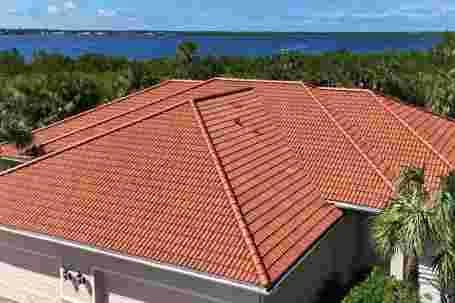 Tile roof installation on a Pensacola Beach home by Complete Roofing LLC